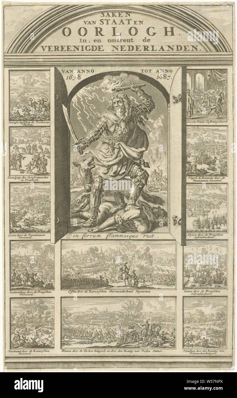 La guerra armada con antorcha y espada página de título de L. van den