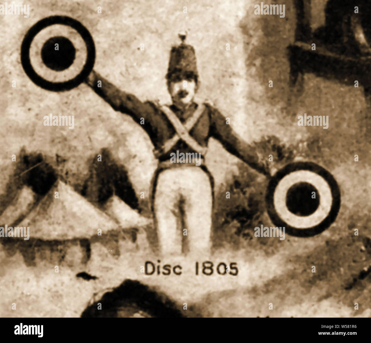 Una historia de telegrafía y comunicaciones 3 - Uso de objetivos militares de 1800 Foto de stock