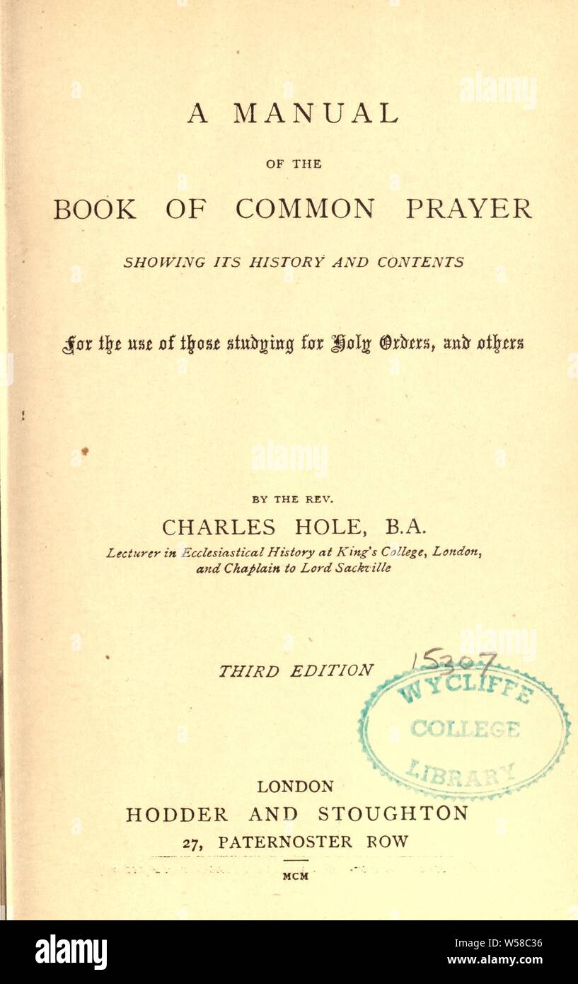 Un manual del libro de oración común mostrando su historia y