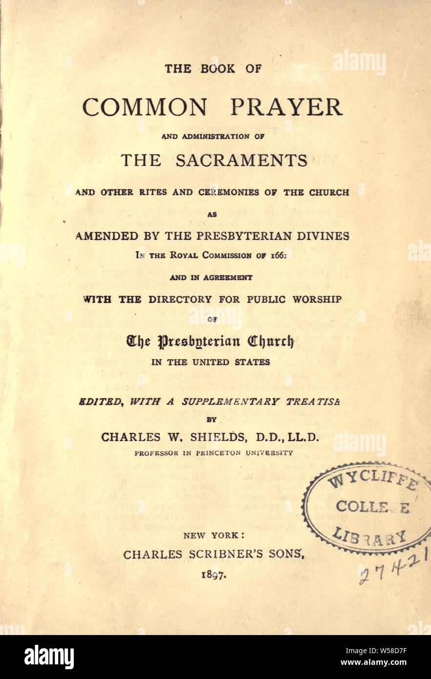 El libro de oración común y administración de los sacramentos y otros