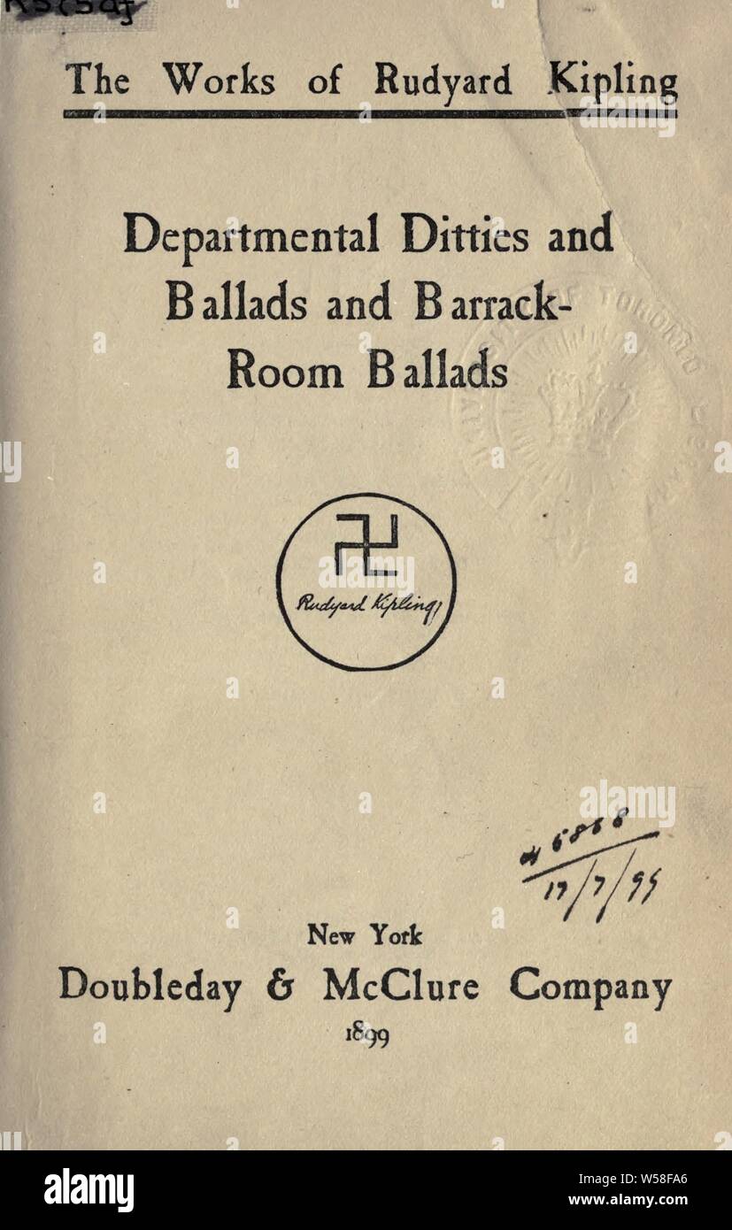 Cantinelas departamentales y las baladas, y acantonar-habitación baladas :  Kipling, Rudyard, 1865-1936 Fotografía de stock - Alamy