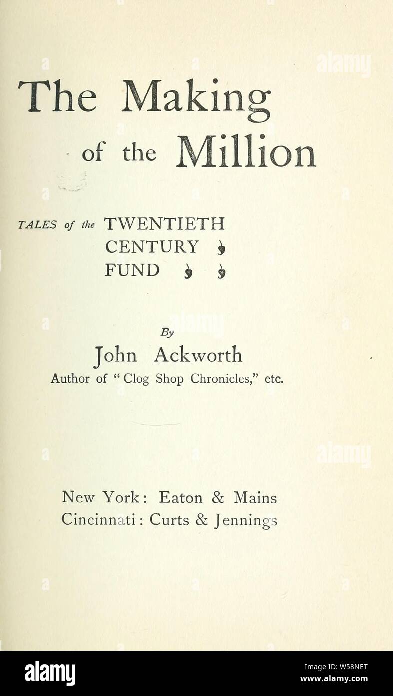 Las decisiones de los millones; cuentos del siglo XX : Fondo Smith, Frederick R Foto de stock