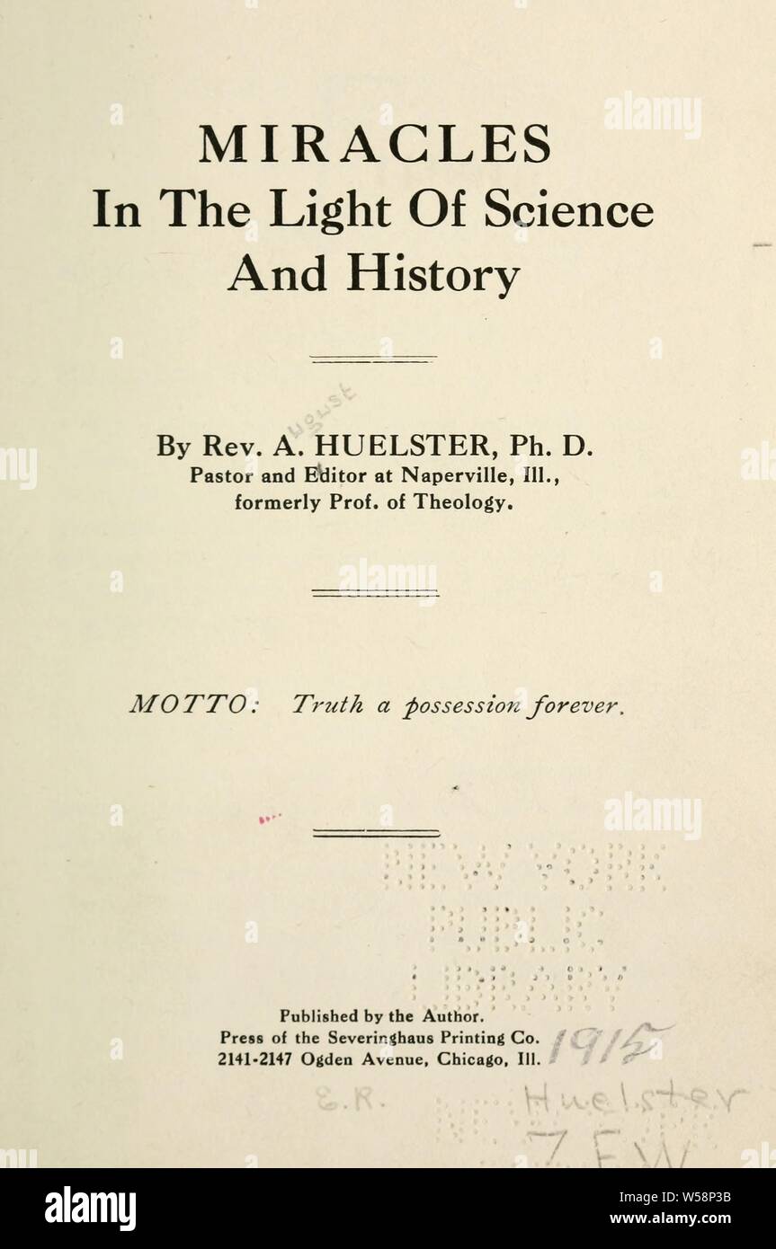 Milagros a la luz de la ciencia y la historia : Huelster, Foto de stock
