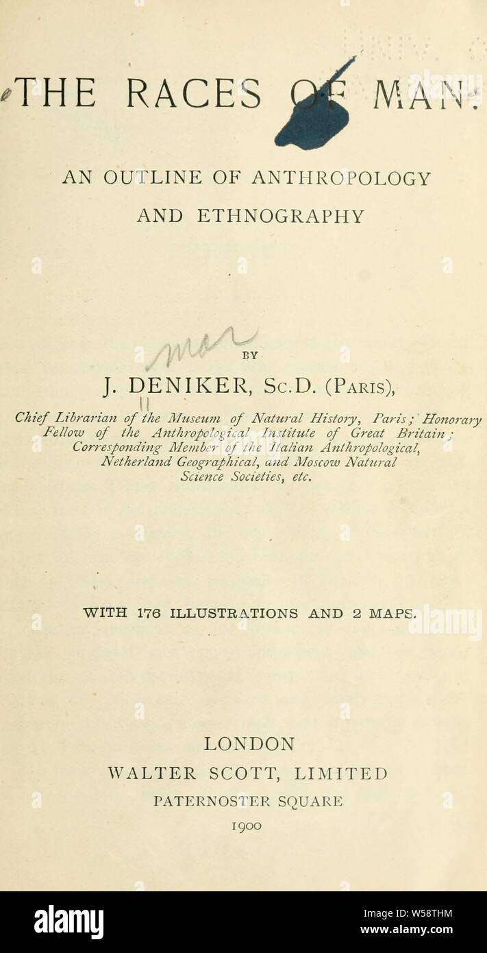 Las razas del hombre: un esbozo de antropología y etnografía : Deniker, Joseph, 1852-1918 Foto de stock