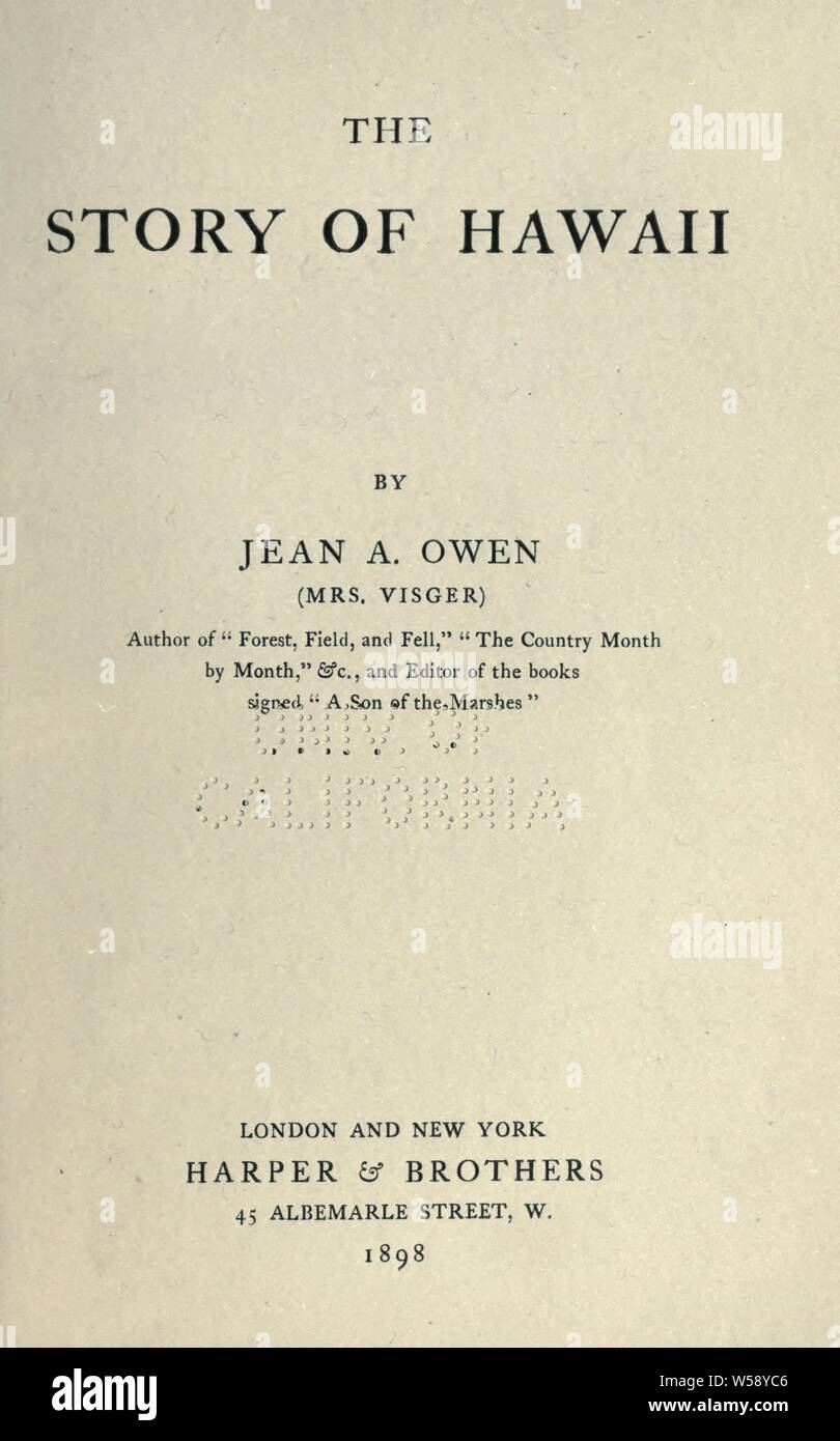 La Historia De Hawaii Owen J A Jean Allan 1841 1922 Fotografia De Stock Alamy