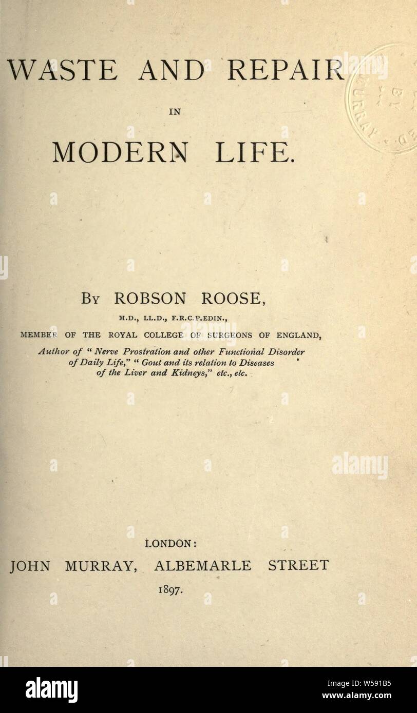 Residuos y reparar en la vida moderna : Roose, Robson Foto de stock