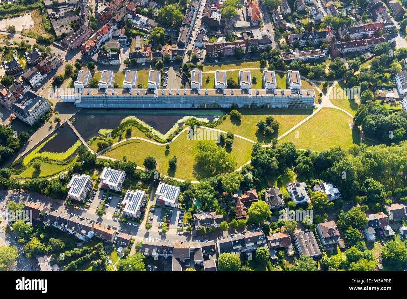 Vista aérea, Gelsenkirchen Science Park, Centro Tecnológico y el desarrollo económico, Gelsenkirchen, Renania del Norte-Westfalia, Alemania Foto de stock