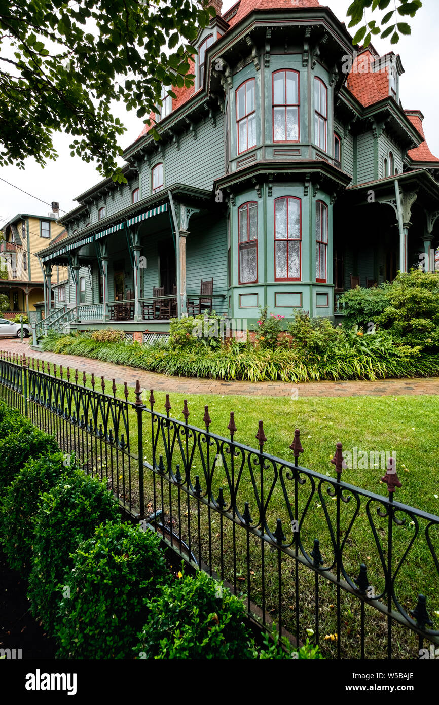Histórico de casas victorianas y bed and breakfast en Cape May, Nueva Jersey, EE.UU.. Foto de stock