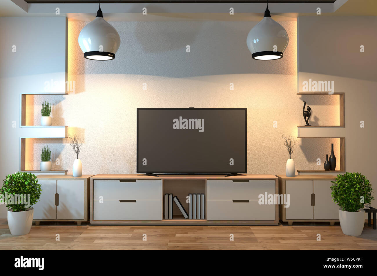 Diseno De Interiores Moderno Salon Con Tv Inteligente Tabla Luz