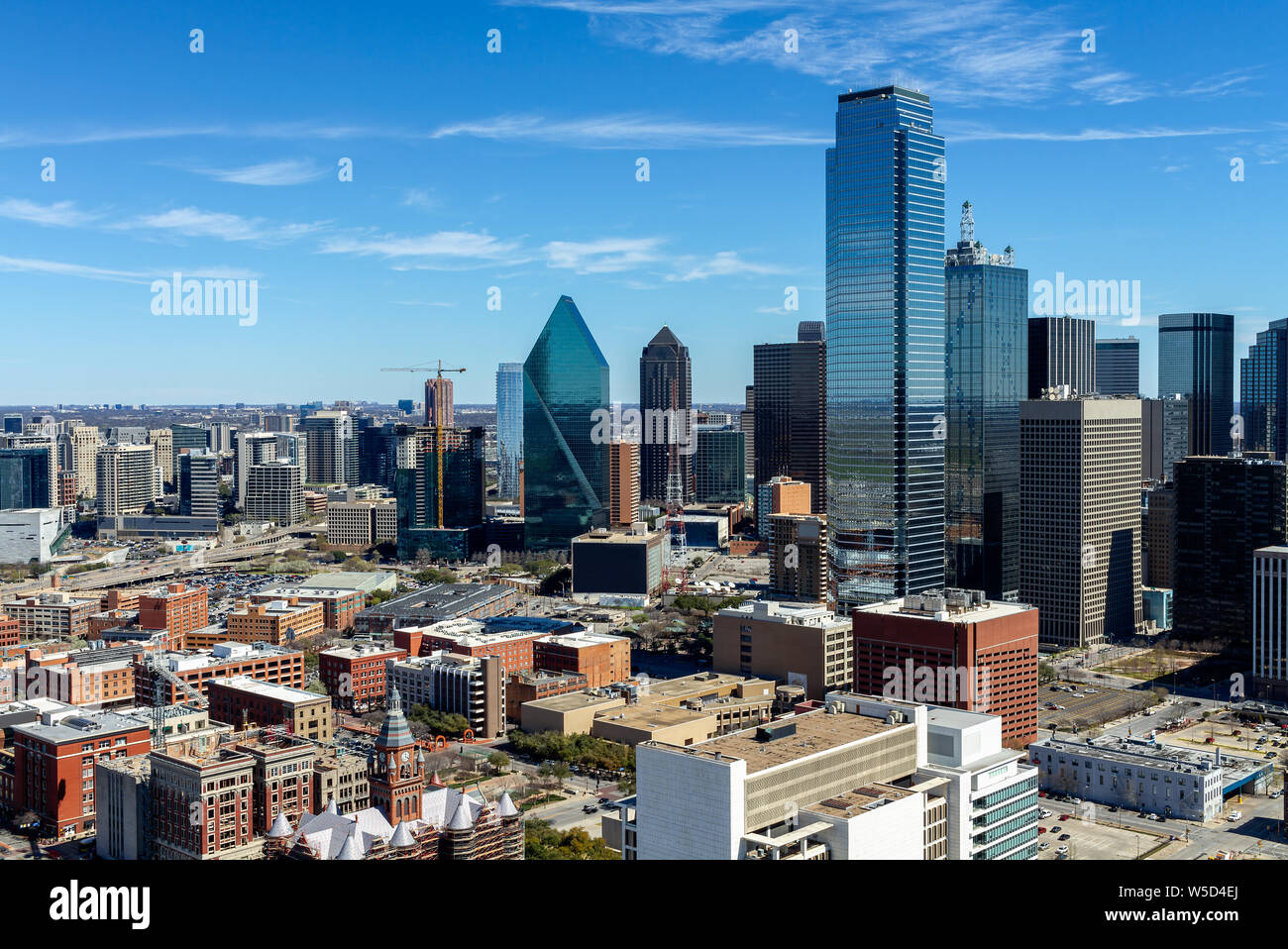 Vista del paisaje urbano del centro de Dallas, Texas, EE.UU. Foto de stock