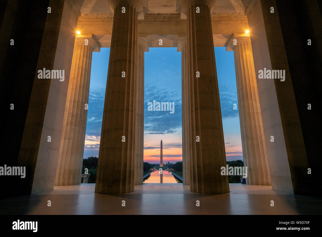 Vista del amanecer en Washington D.C. Foto de stock