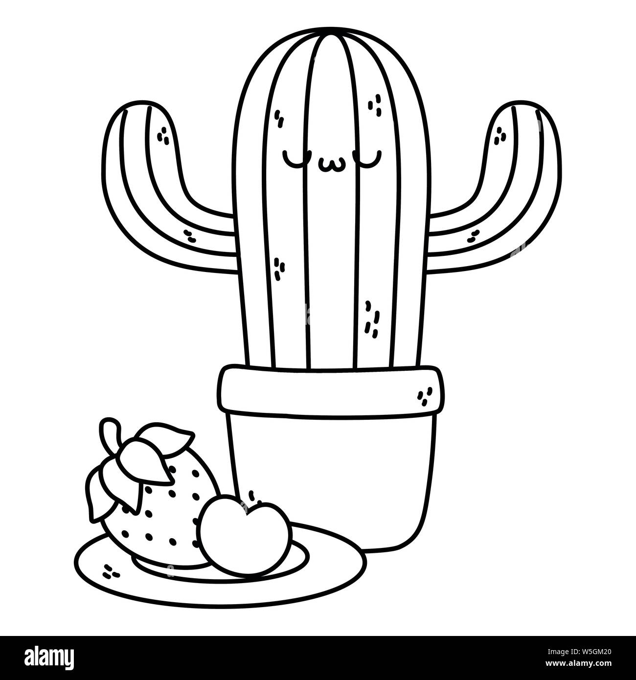 Diseño de dibujos animados de cactus, Kawaii expresión carácter lindo y  divertido tema de emoticonos ilustración vectorial Imagen Vector de stock -  Alamy
