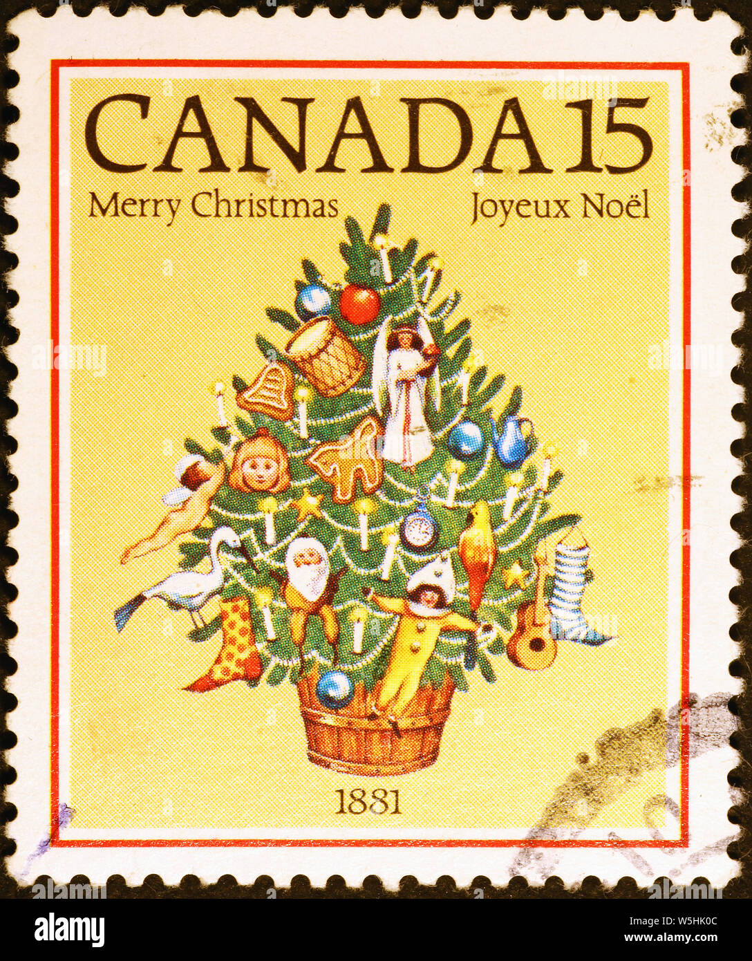 Árbol de Navidad en el sello canadiense Foto de stock