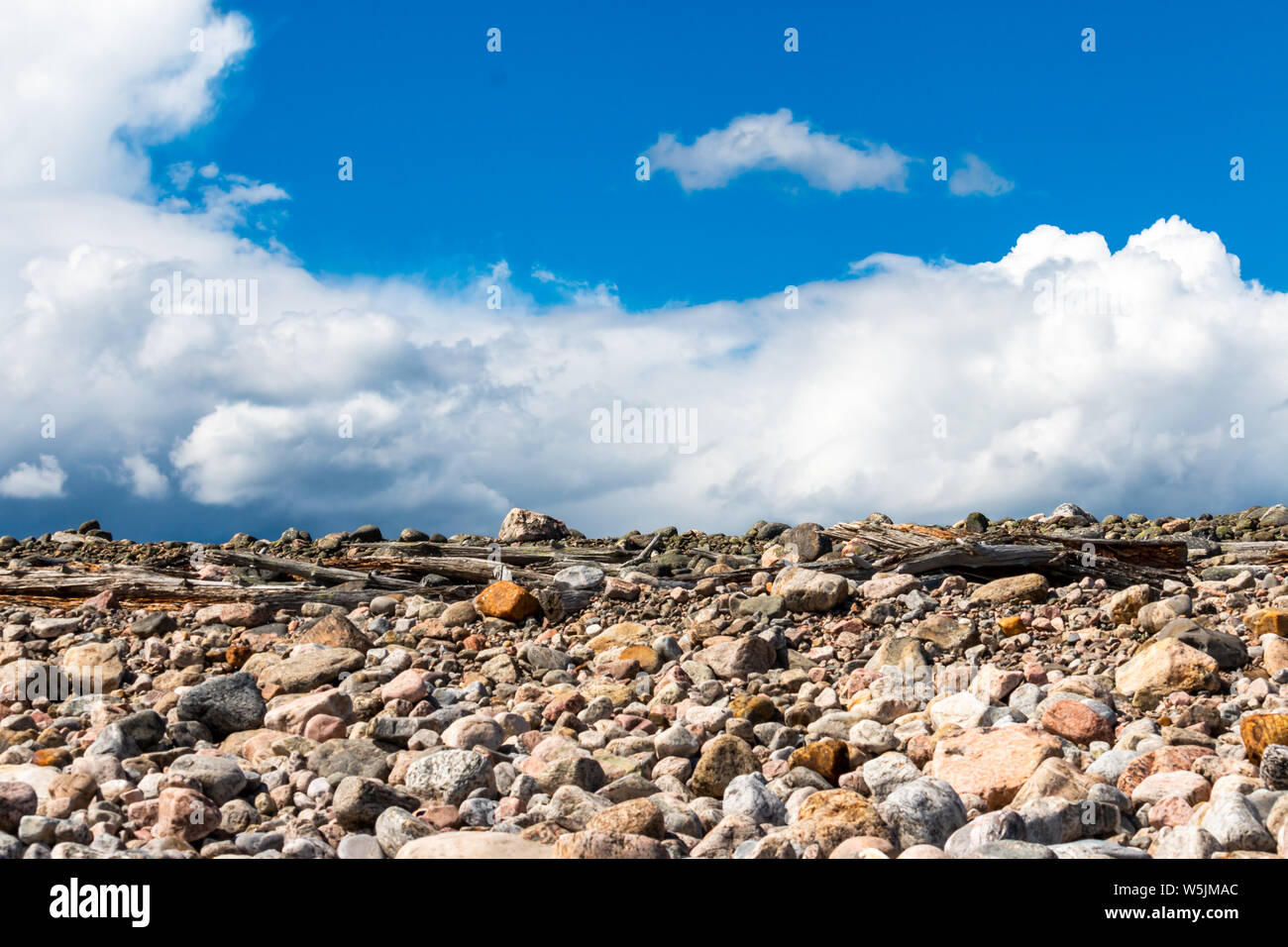 Hermosa costa, en el lado este de Suecia en el golfo de Botnia en la península Hornslandet Foto de stock