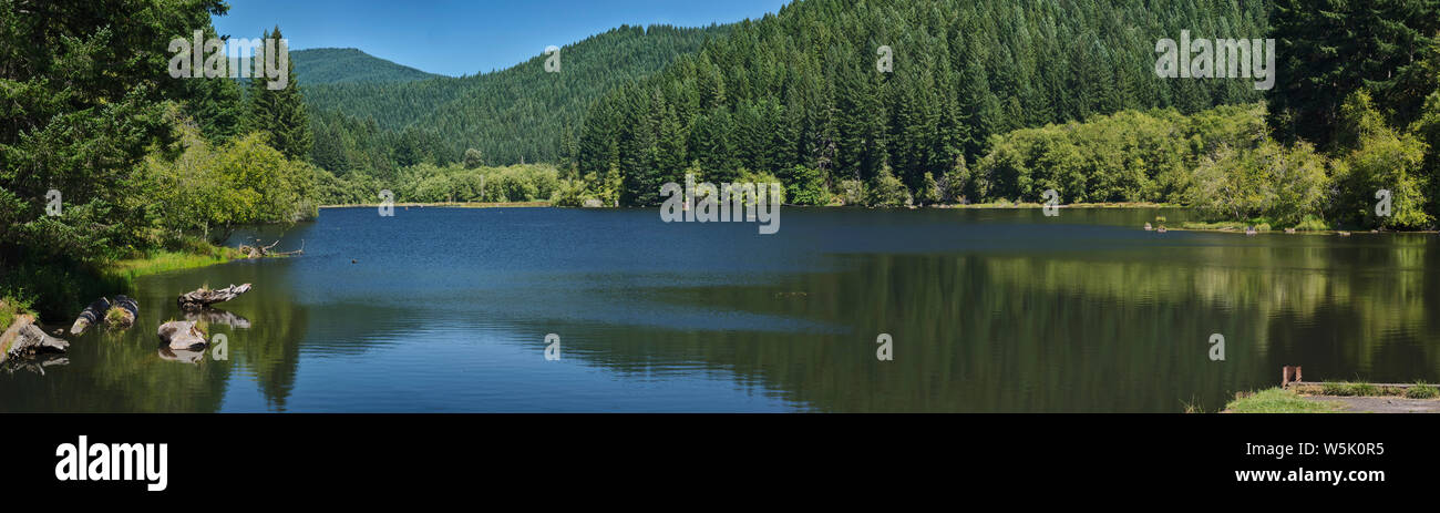 <O: el Condado de Lane, Costa Gama, Hult depósito, rodeado por las montañas de la costa de Oregon gama Foto de stock