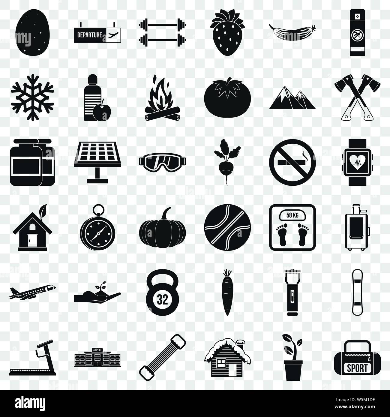 Iconos de estilo de vida saludable, estilo sencillo Imagen Vector de Iconos de estilo de vida saludable, estilo sencillo Imagen Vector de