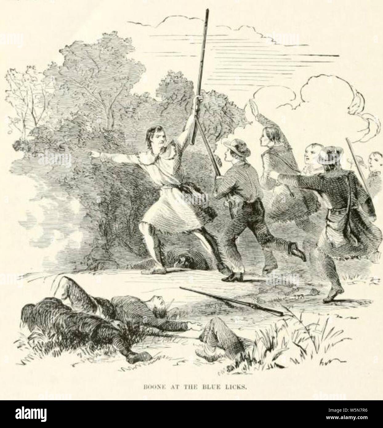 Daniel Boone en la batalla de la historia india lame Azul para gente joven por Francis S Drake. Foto de stock