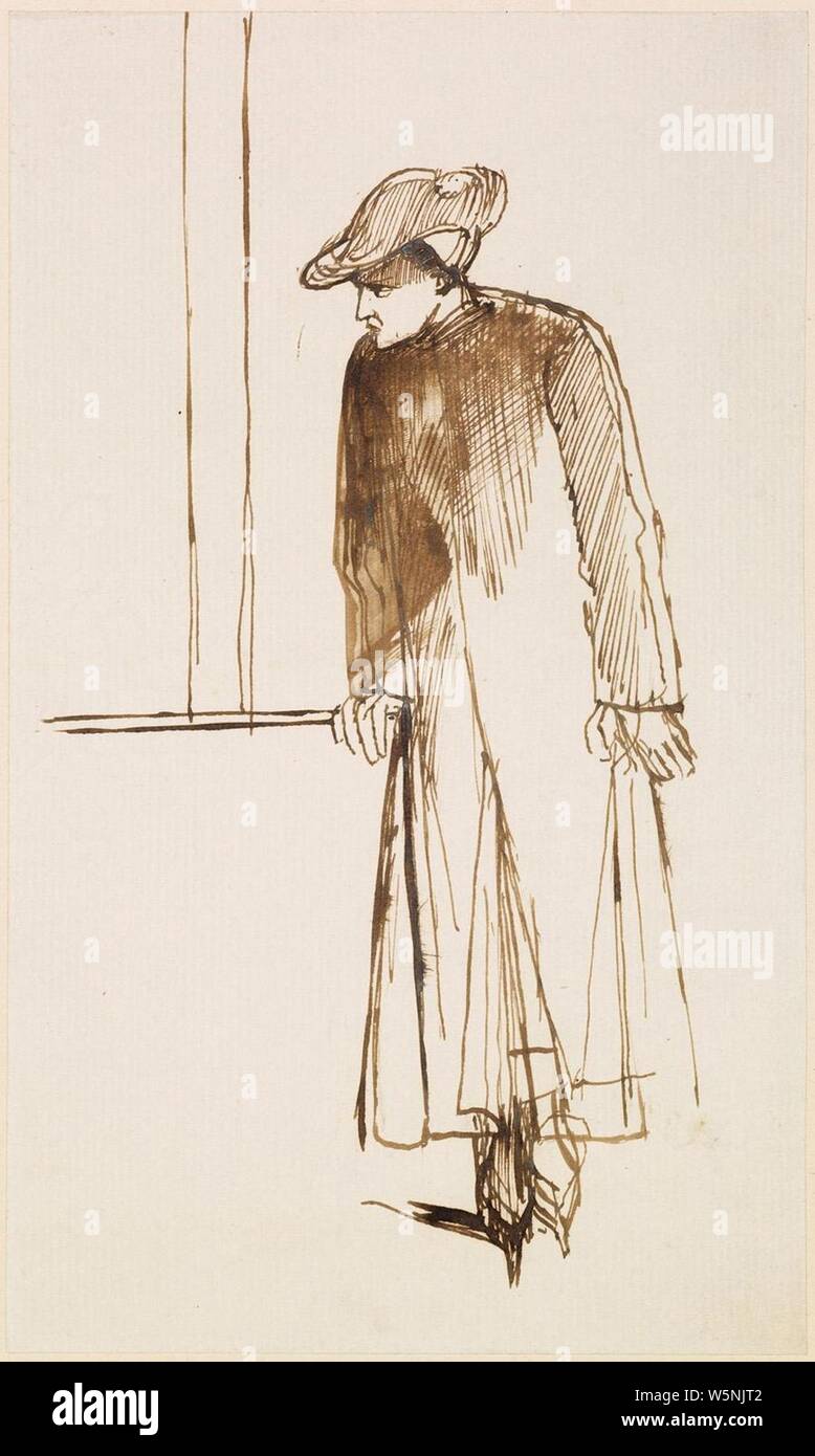 Dante Gabriel Rossetti - Dante en Verona - Solo figura Sketch. Foto de stock