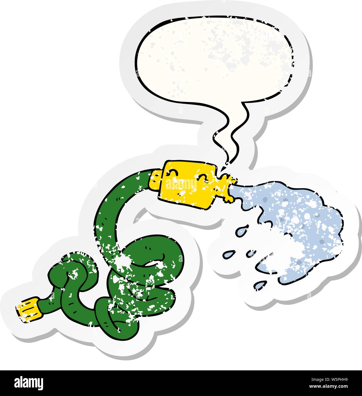 Manguera de dibujos animados con burbujas de voz angustiada angustiado  vieja etiqueta Imagen Vector de stock - Alamy