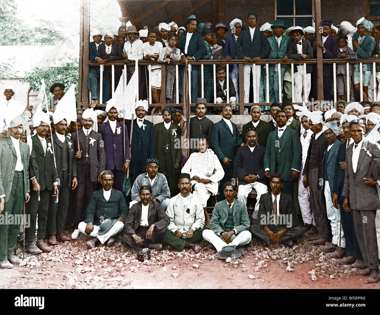 Fiesta de despedida para los seguidores de Mahatma Gandhi dadas por Sudáfrica 1914 Foto de stock