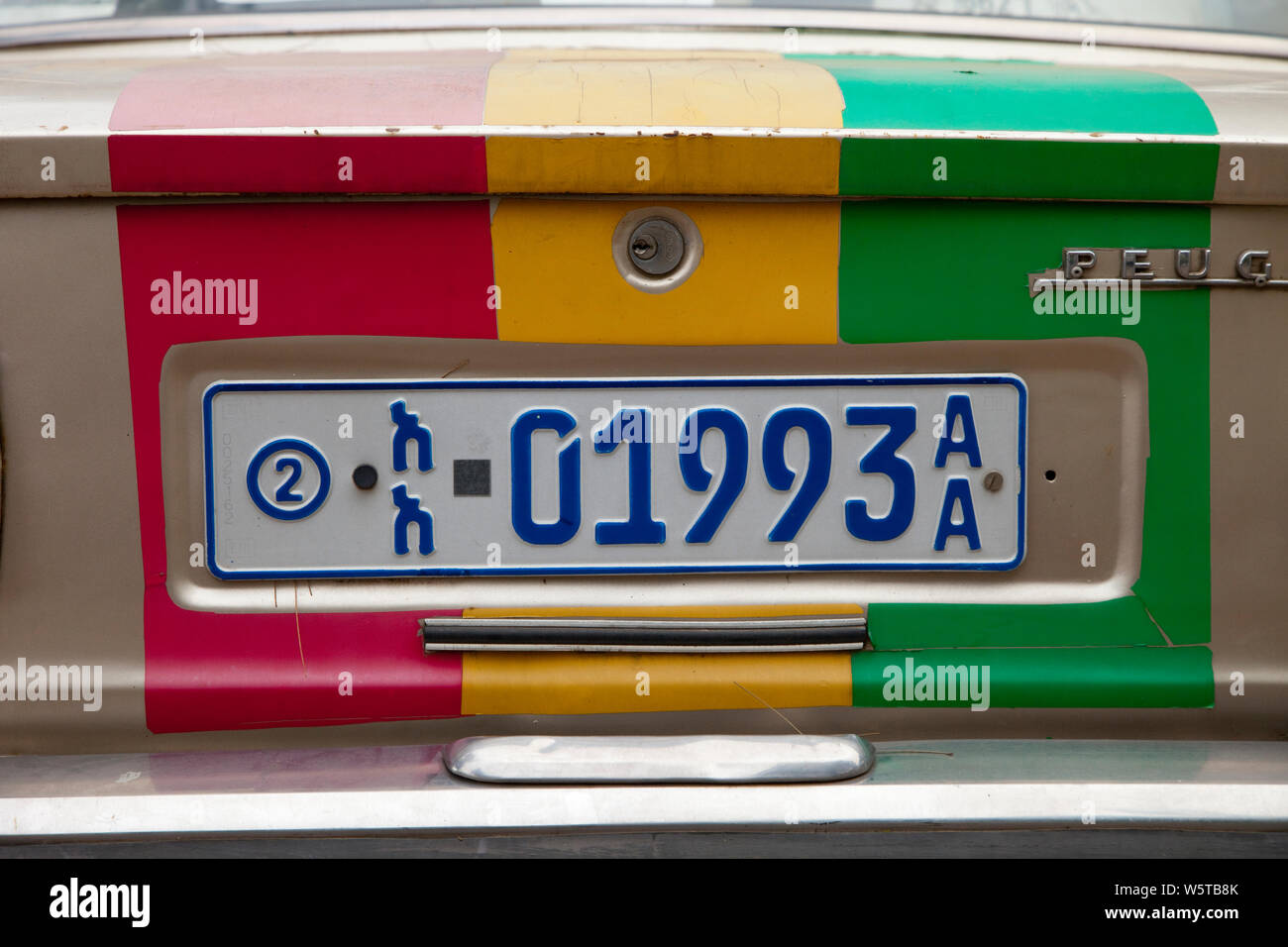 Matrícula de coche, Addis Abeba, Etiopia, África Foto de stock