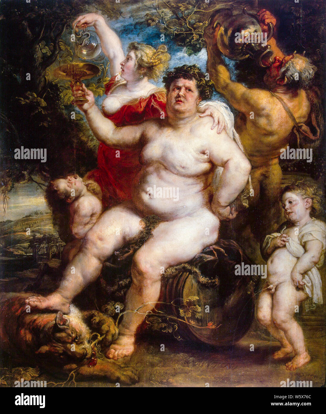 Peter Paul Rubens, Baco, pintura, 1638-1640 Foto de stock