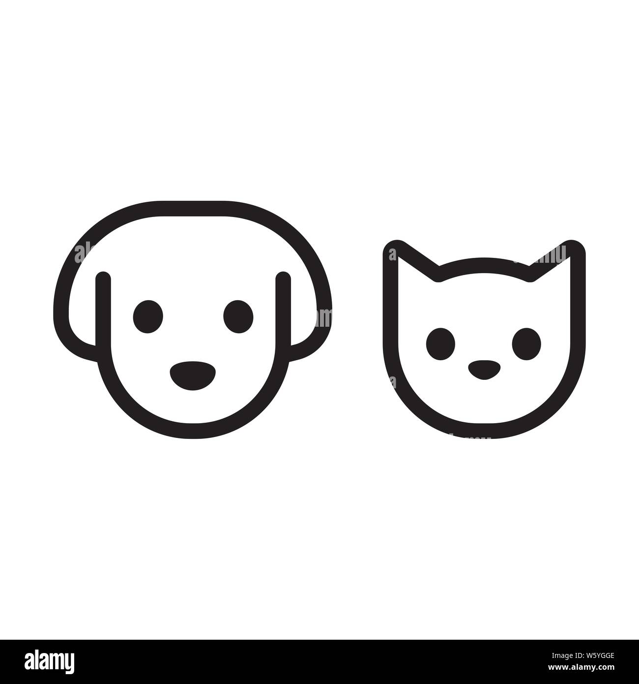 Cabeza de perro y gato icono de línea. Simple cara pet pictograma, dibujo  lineal en blanco y negro. Ilustración vectorial Imagen Vector de stock -  Alamy
