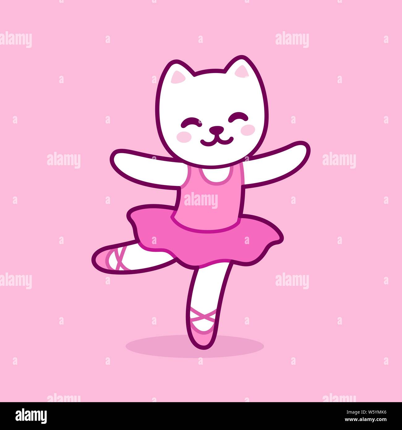 Cute dibujos animados kitty bailarina de ballet. Gato pequeño personaje  bailando en rosa Tutu. Kawaii y simple dibujo vectorial, imágenes  prediseñadas ilustración Imagen Vector de stock - Alamy