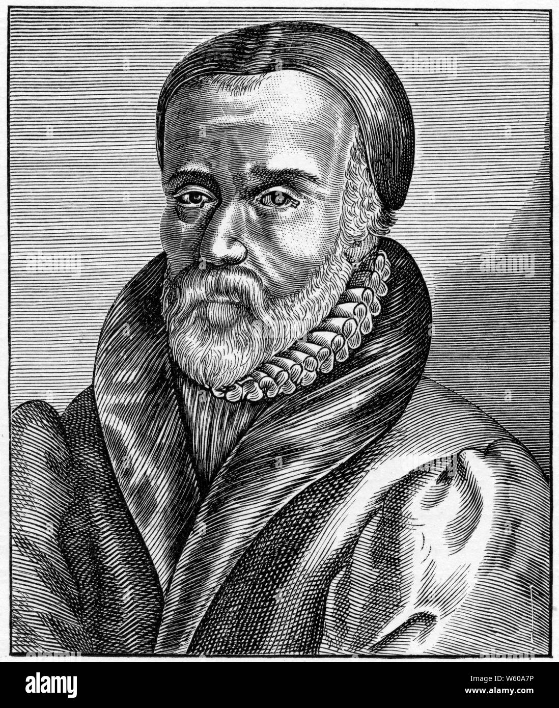 William Tyndale (c1494-c1536), 1620. Erudito inglés y figura principal en la Reforma Protestante. De la Heroologia Anglica de Henry Holland, 1620. Foto de stock
