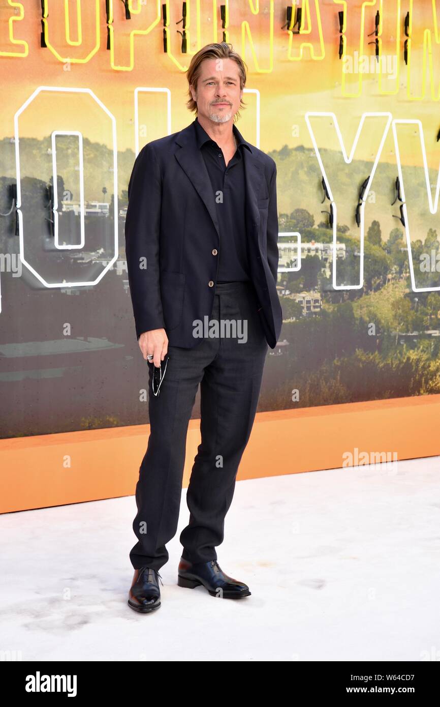 Brad Pitt. Érase una vez... en Hollywood. El Reino Unido estreno, Luxe,  Odeon de Leicester Square, Londres. UK Fotografía de stock - Alamy