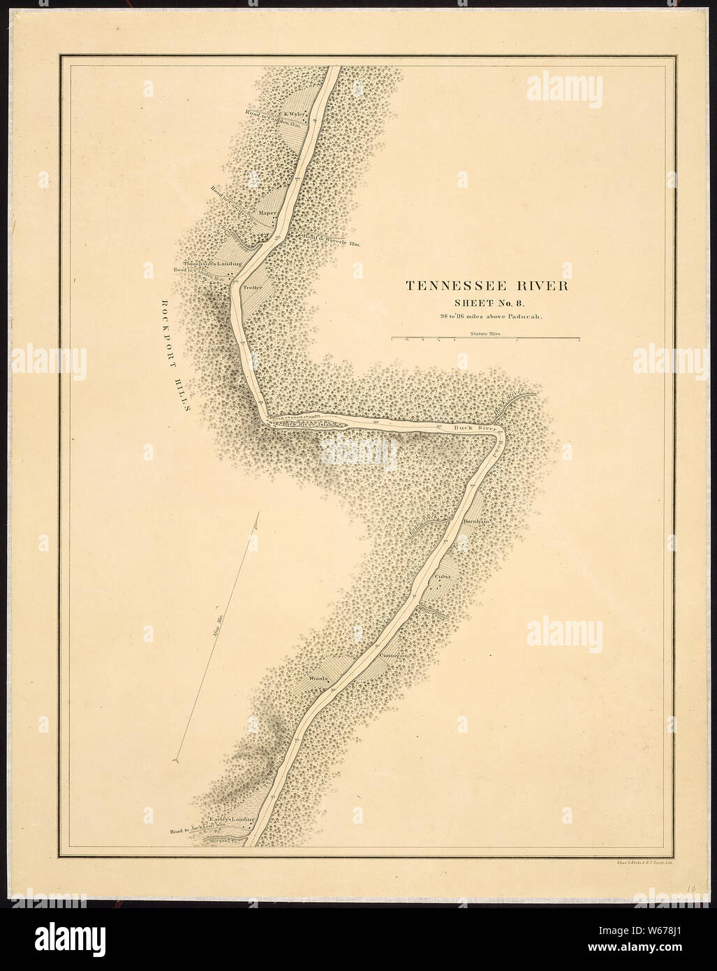 Mapa del Río Tennessee para el uso del Escuadrón de Mississippi actuando bajo el mando del Almirante S. P. Lee, U.S.N., del reconocimiento por parte de los Estados Unidos de Costa Encuesta [bajo F. H. Gerdes] . . . 1864-1865. Foto de stock