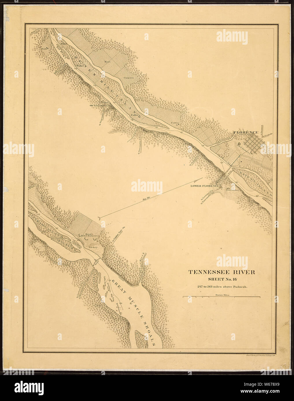 Mapa del Río Tennessee para el uso del Escuadrón de Mississippi actuando bajo el mando del Almirante S. P. Lee, U.S.N., del reconocimiento por parte de los Estados Unidos de Costa Encuesta [bajo F. H. Gerdes] . . . 1864-1865. Foto de stock