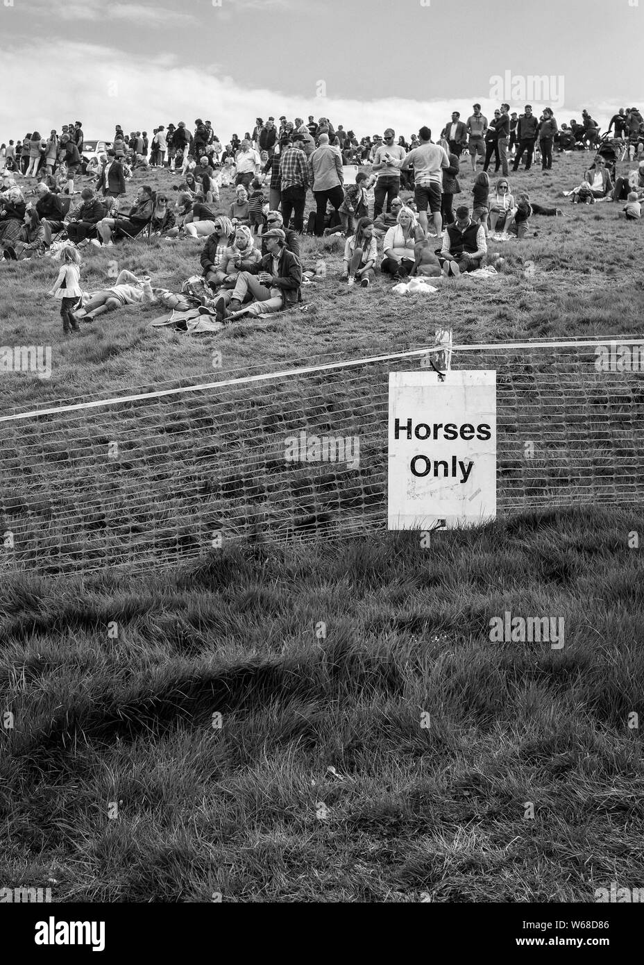Los caballos sólo firmar en la madriguera de cuatro hunt punto a punto la carrera de caballos 2019 Foto de stock