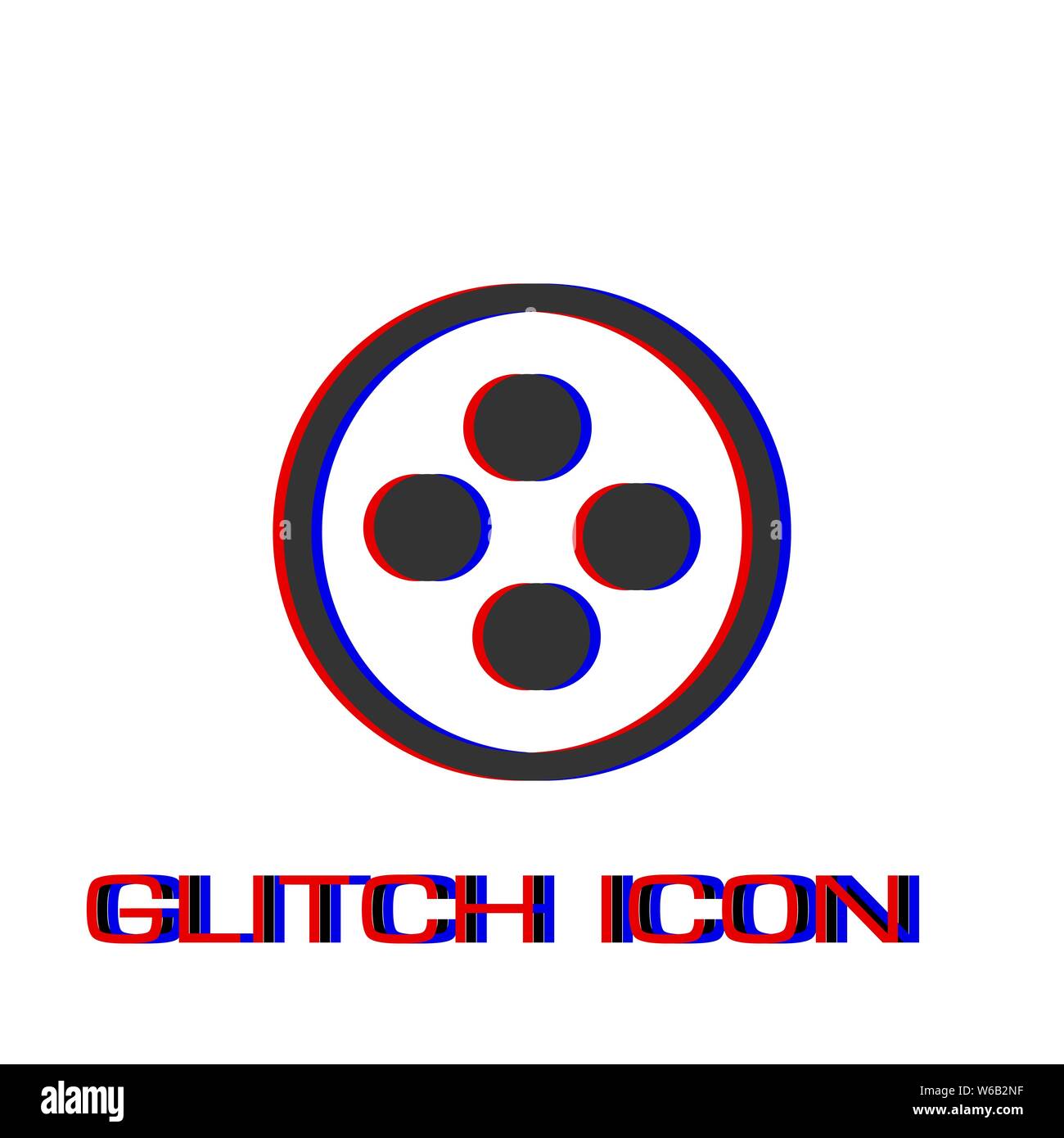 Icono de elemento de coser botones de ropa plana. Pictograma simple - Glitch efecto. Símbolo de la ilustración vectorial Ilustración del Vector