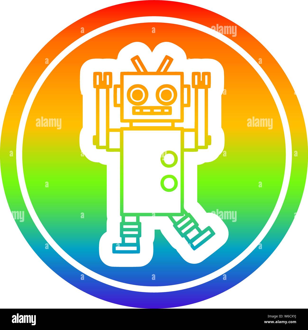 El baile del robot icono circular con acabado degradado arco iris Imagen  Vector de stock - Alamy