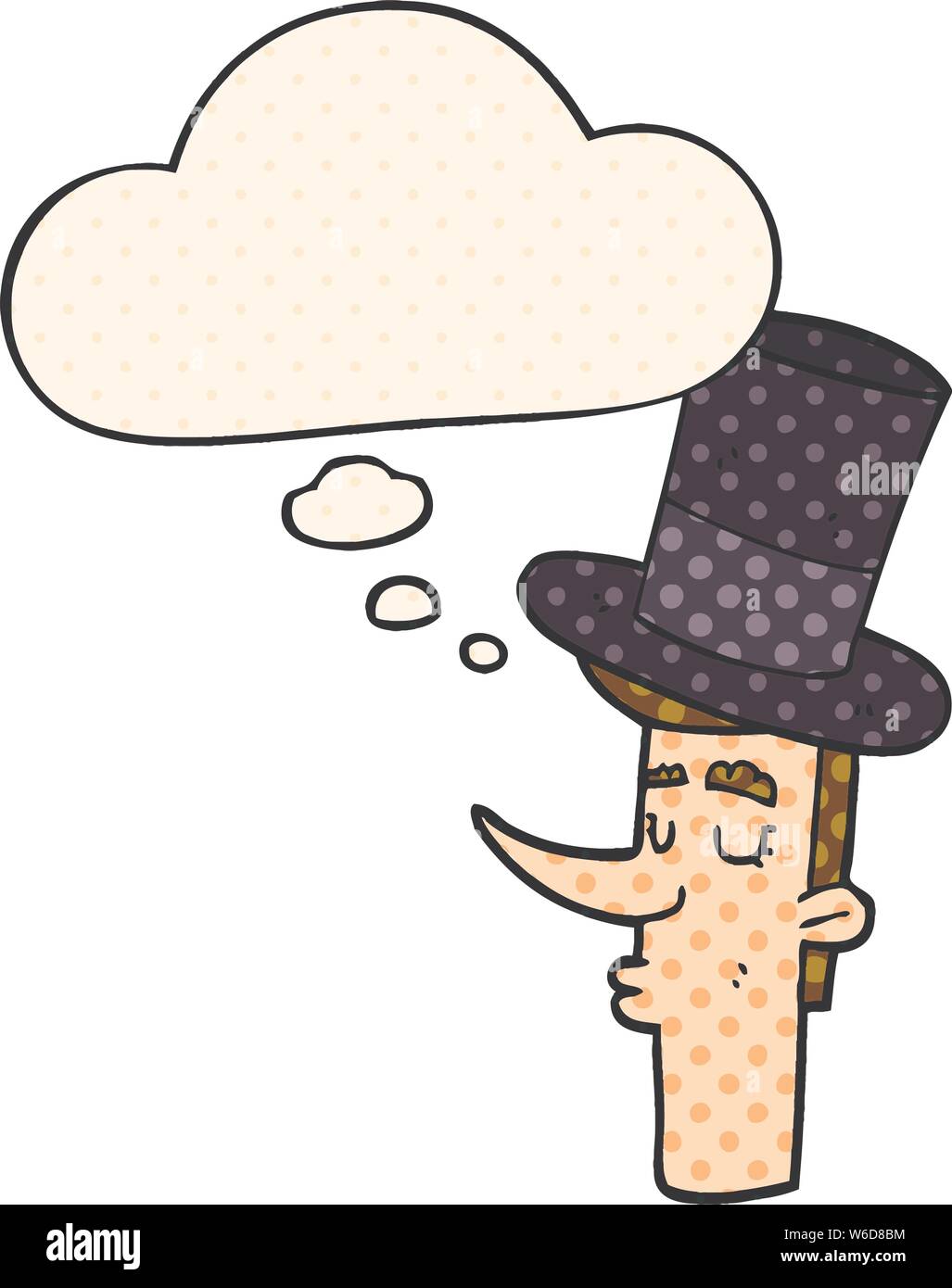 Viscoso Químico No hagas Cartoon hombre vestido con sombrero de copa con pensamiento burbuja en  estilo cómic Imagen Vector de stock - Alamy