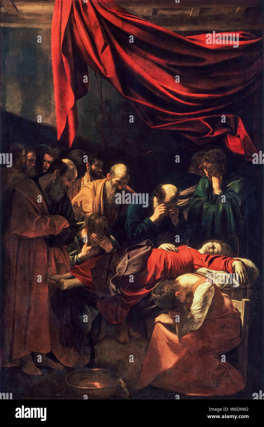 Caravaggio, la pintura, la muerte de la Virgen, circa 1606 Foto de stock