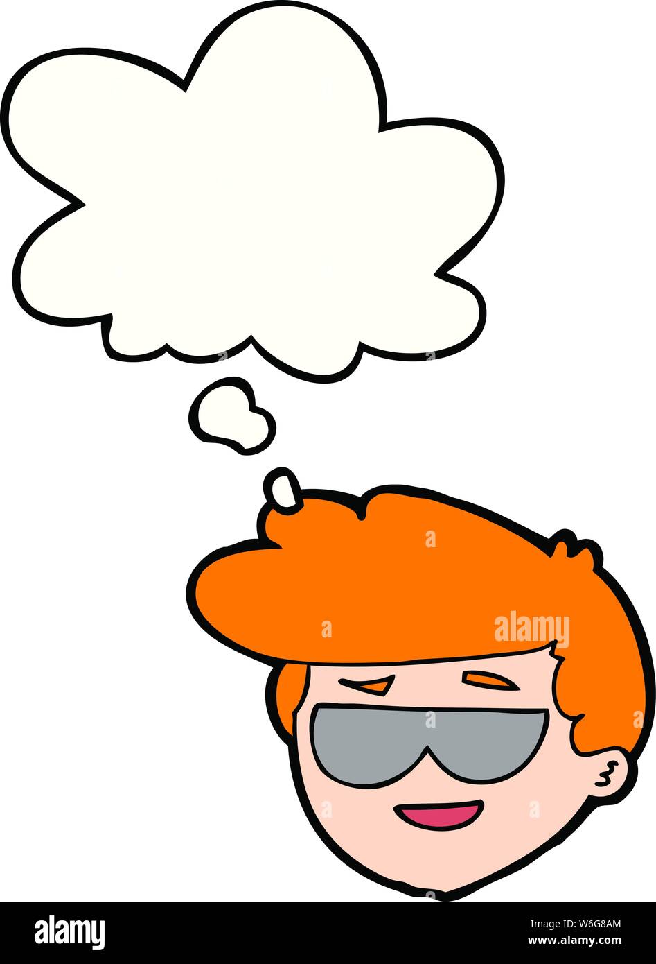 Cartoon chico con gafas de sol con pensamiento burbuja en estilo textura  grunge Imagen Vector de stock - Alamy