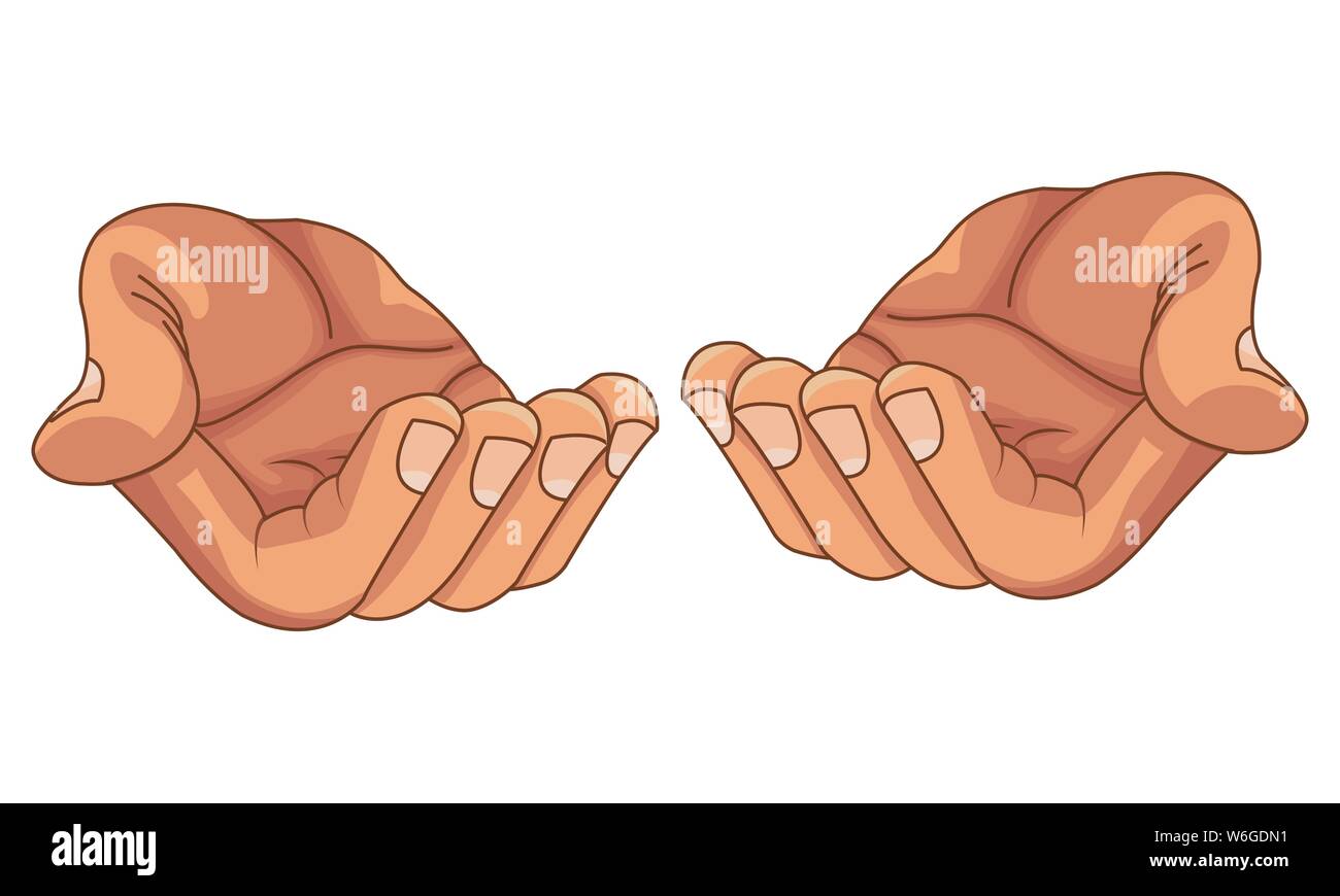 Manos con las palmas abiertas ofreciendo aislados de dibujos animados  Imagen Vector de stock - Alamy