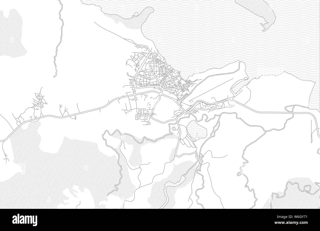 Moa, Holguín, Cuba, brillante esbozado mapa de vectores con grande y