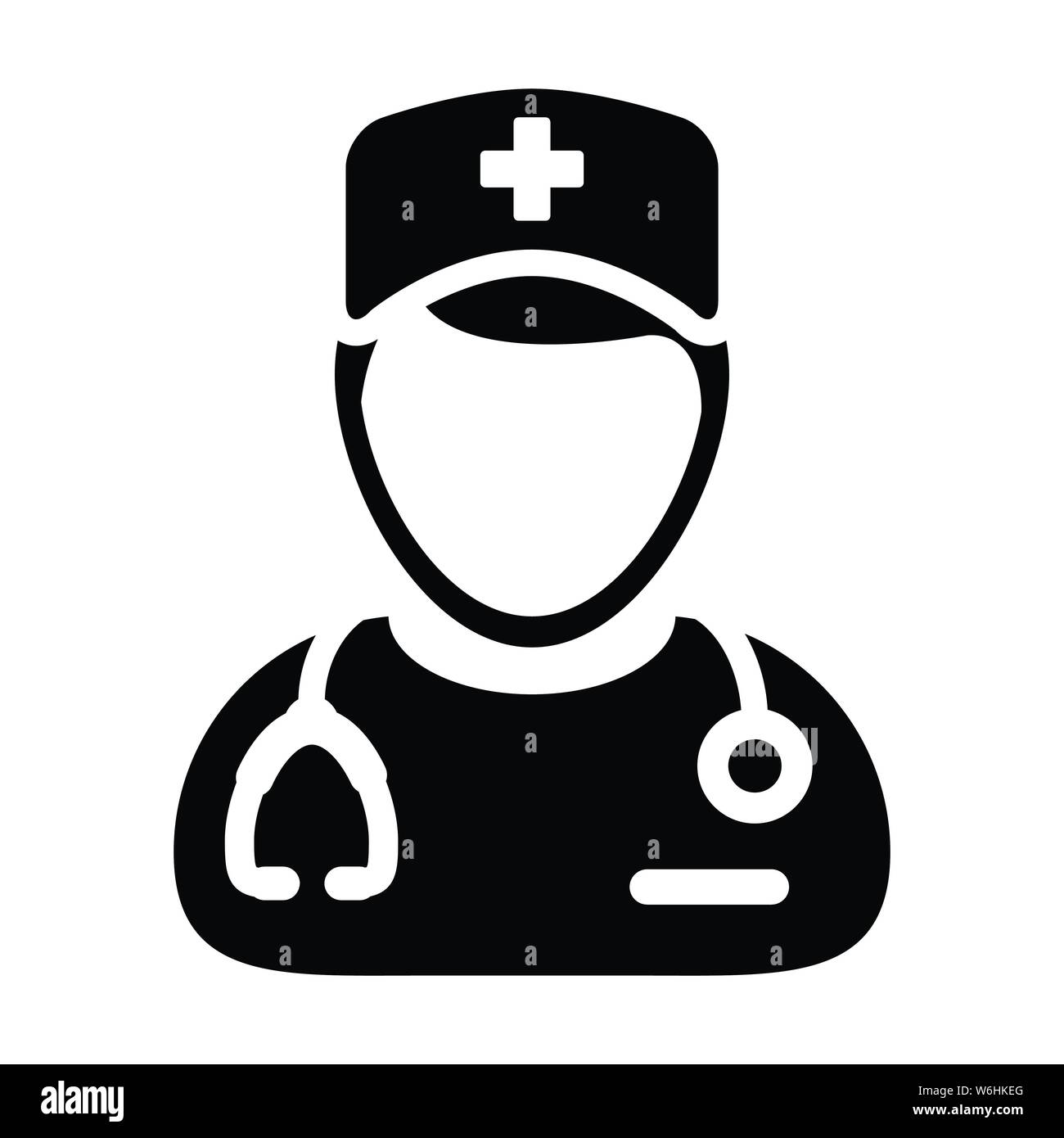 Icono de enfermería vector avatar de perfil de persona masculino con un estetoscopio  para consultas médicas en el glifo pictograma ilustración Imagen Vector de  stock - Alamy