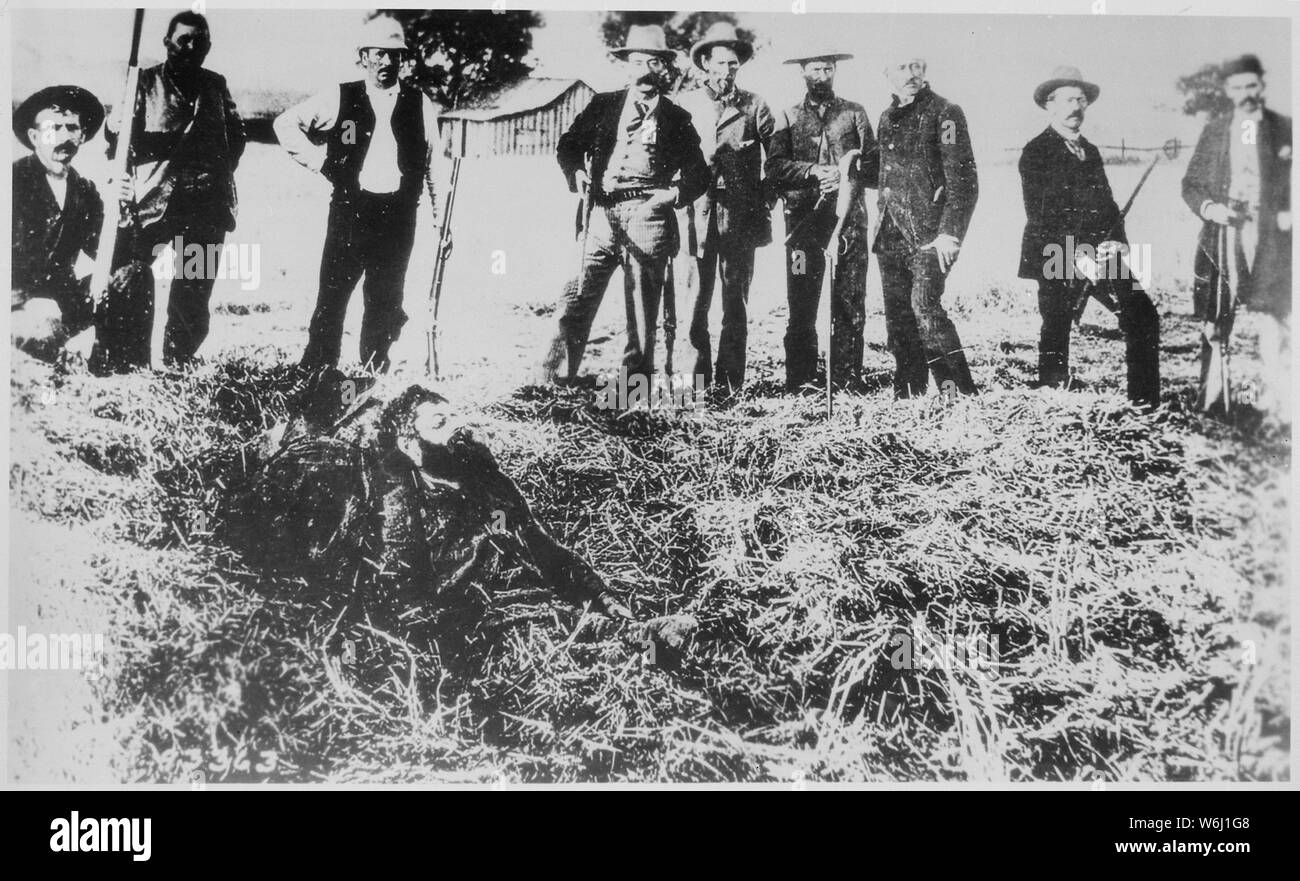 John Sontag de la empresa 'Evans & Sontag' de california la fama. Sontag fue herido de muerte el 14 de septiembre, 1904. Él aún no estaba muerto cuando fue tomada esta foto. Foto de stock