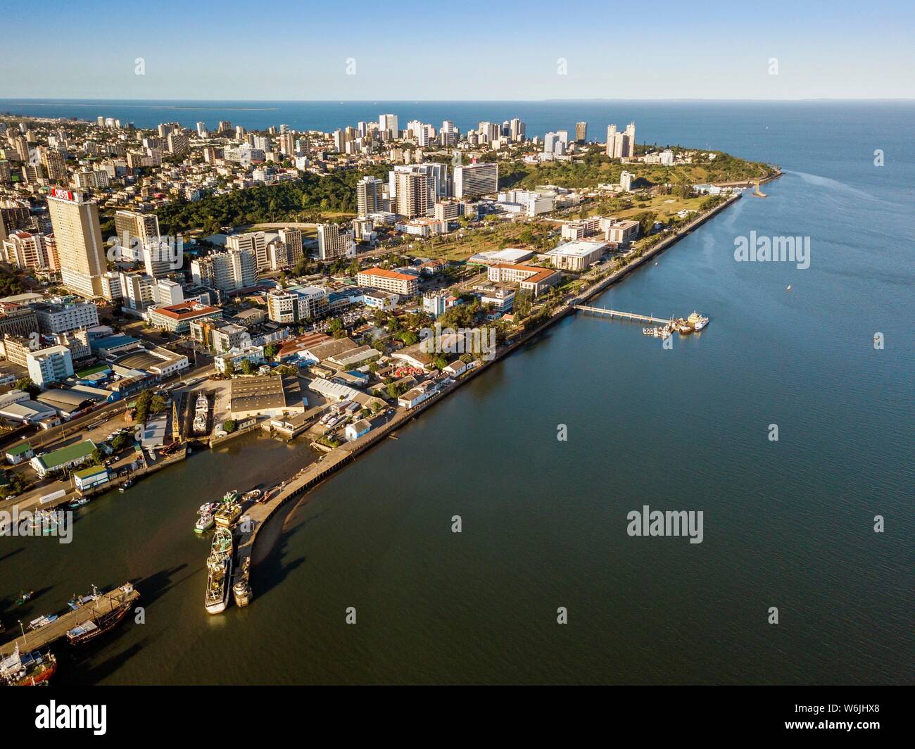 Vista aérea, en el centro de Maputo, en Mozambique, África Foto de stock