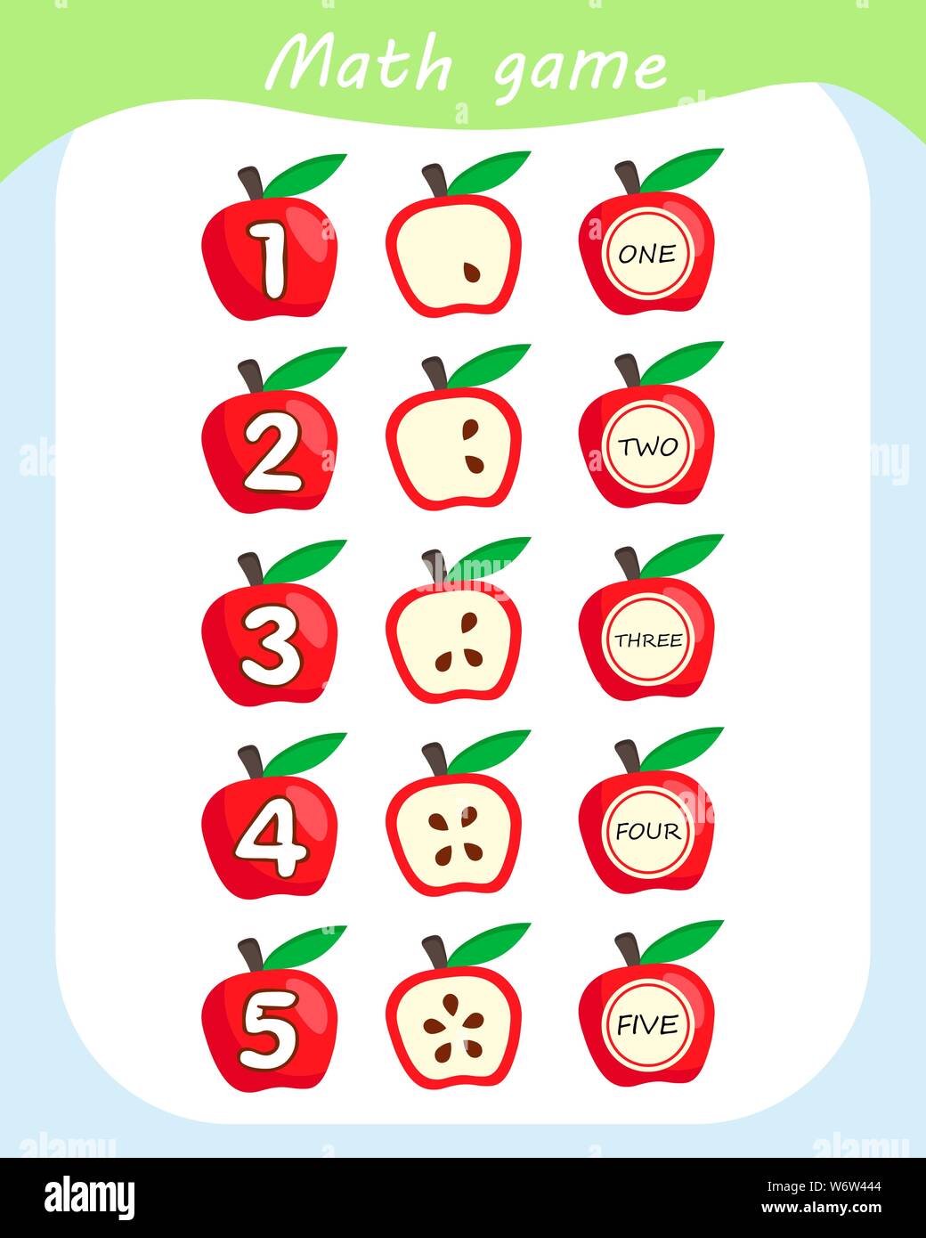 Juego educativo de matemáticas para niños. Juego de contar para niños de  edad preescolar. Contar las manzanas en la imagen Imagen Vector de stock -  Alamy