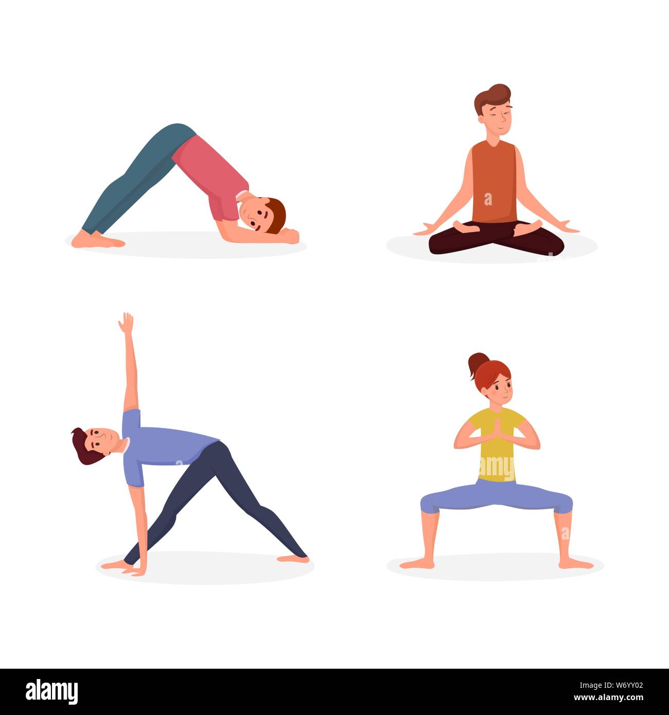 Conjunto aislado de yoga ilustración del vector. Ilustración de