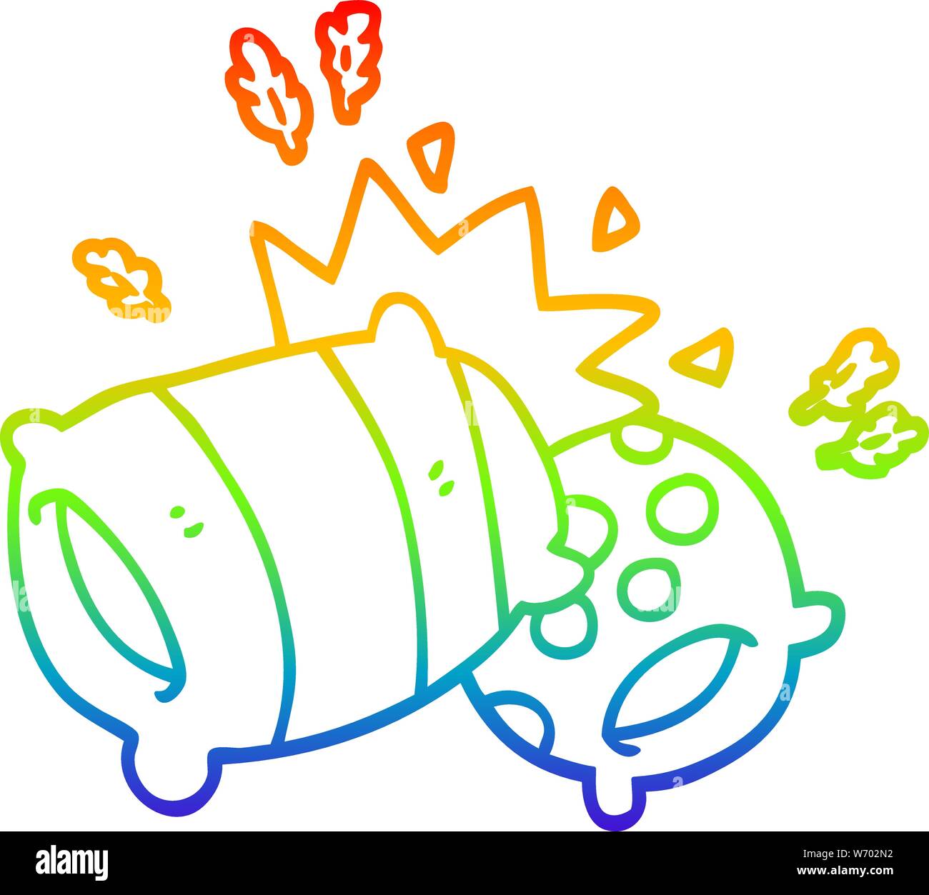Dibujo de la línea de gradiente de arco iris de una historieta almohada lucha Ilustración del Vector