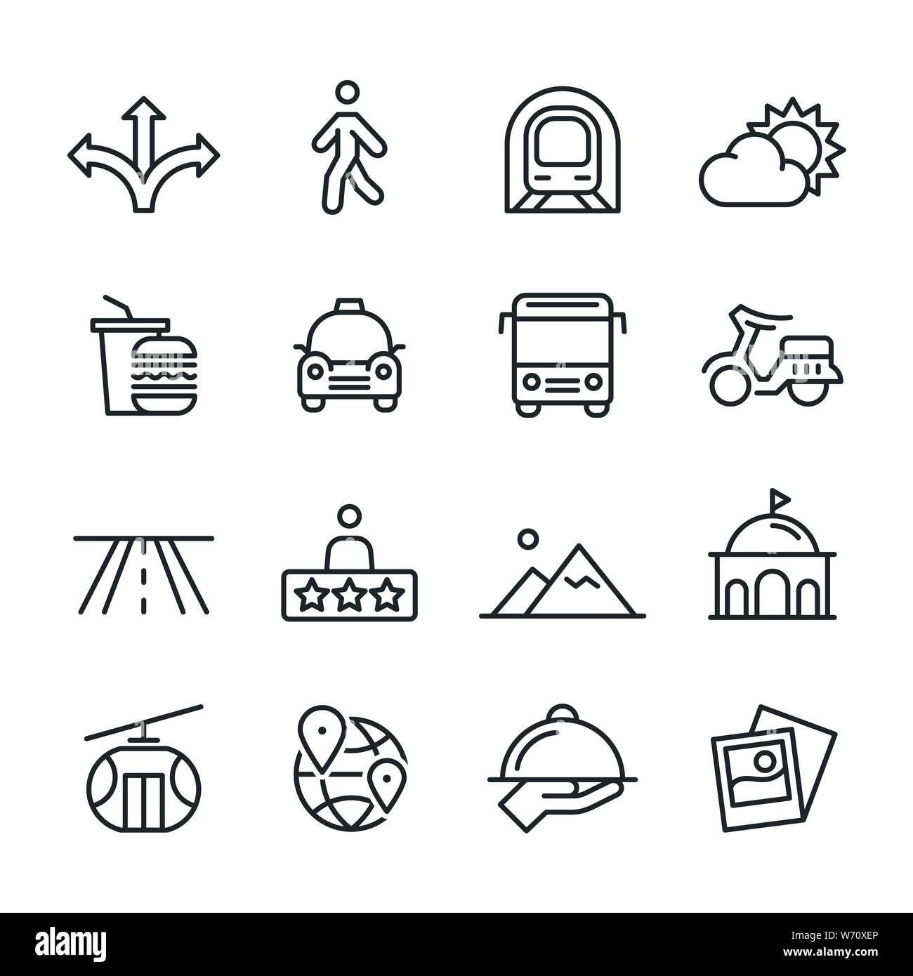 Iconos vectoriales set de viaje. Ilustración del Vector