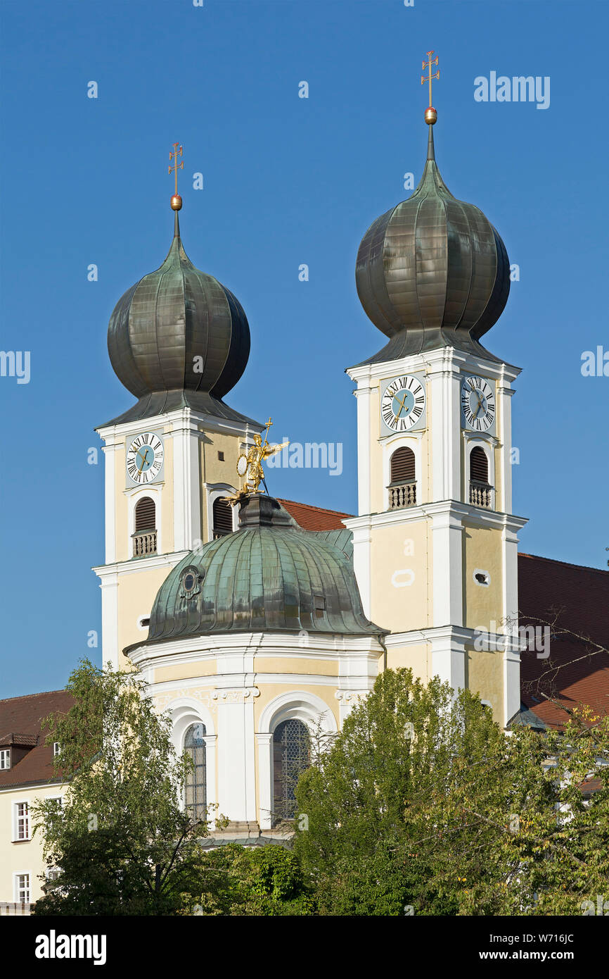 Abadía benedictina, Metten, Bosque Bávaro, Baviera, Alemania Foto de stock