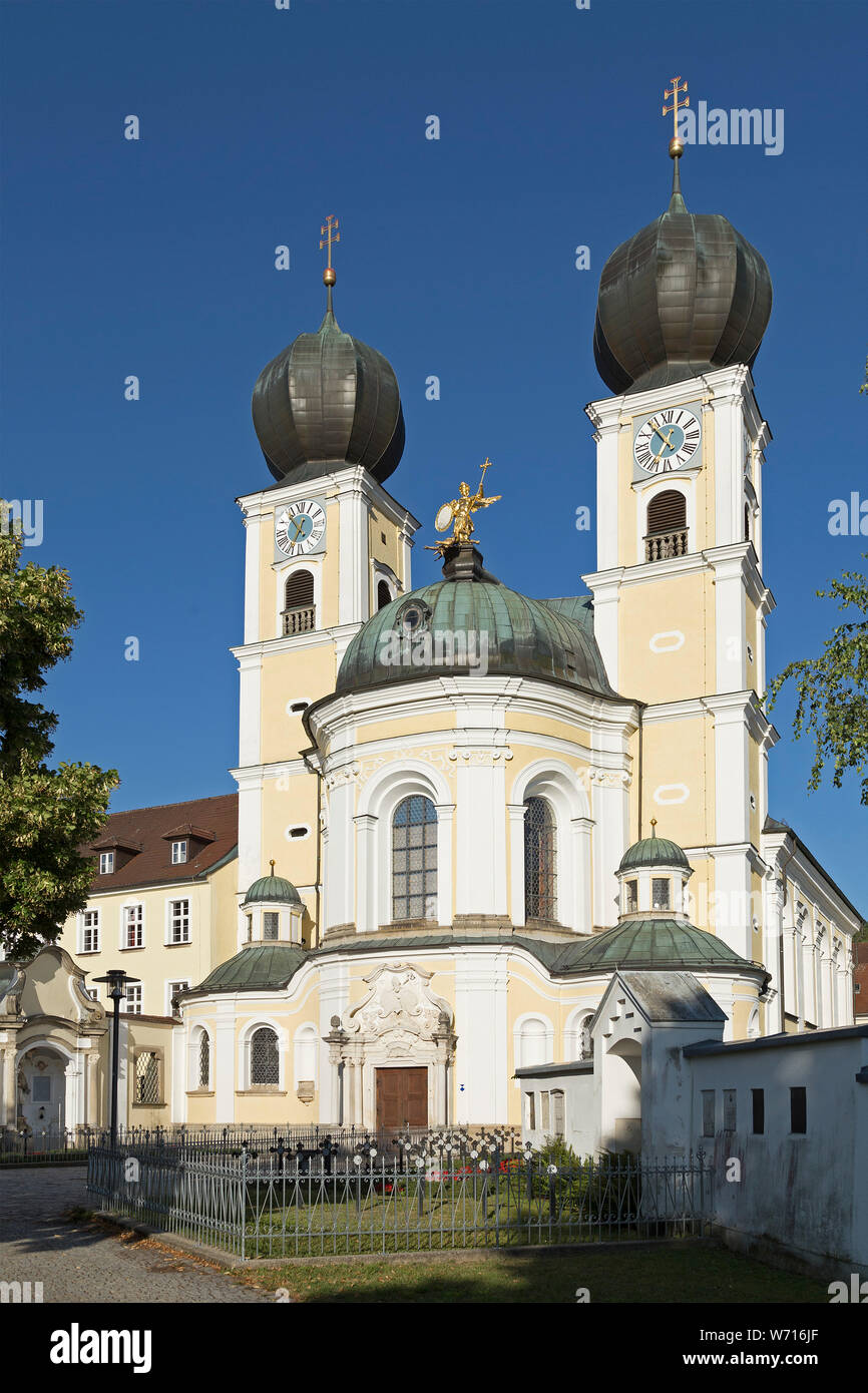 Abadía benedictina, Metten, Bosque Bávaro, Baviera, Alemania Foto de stock