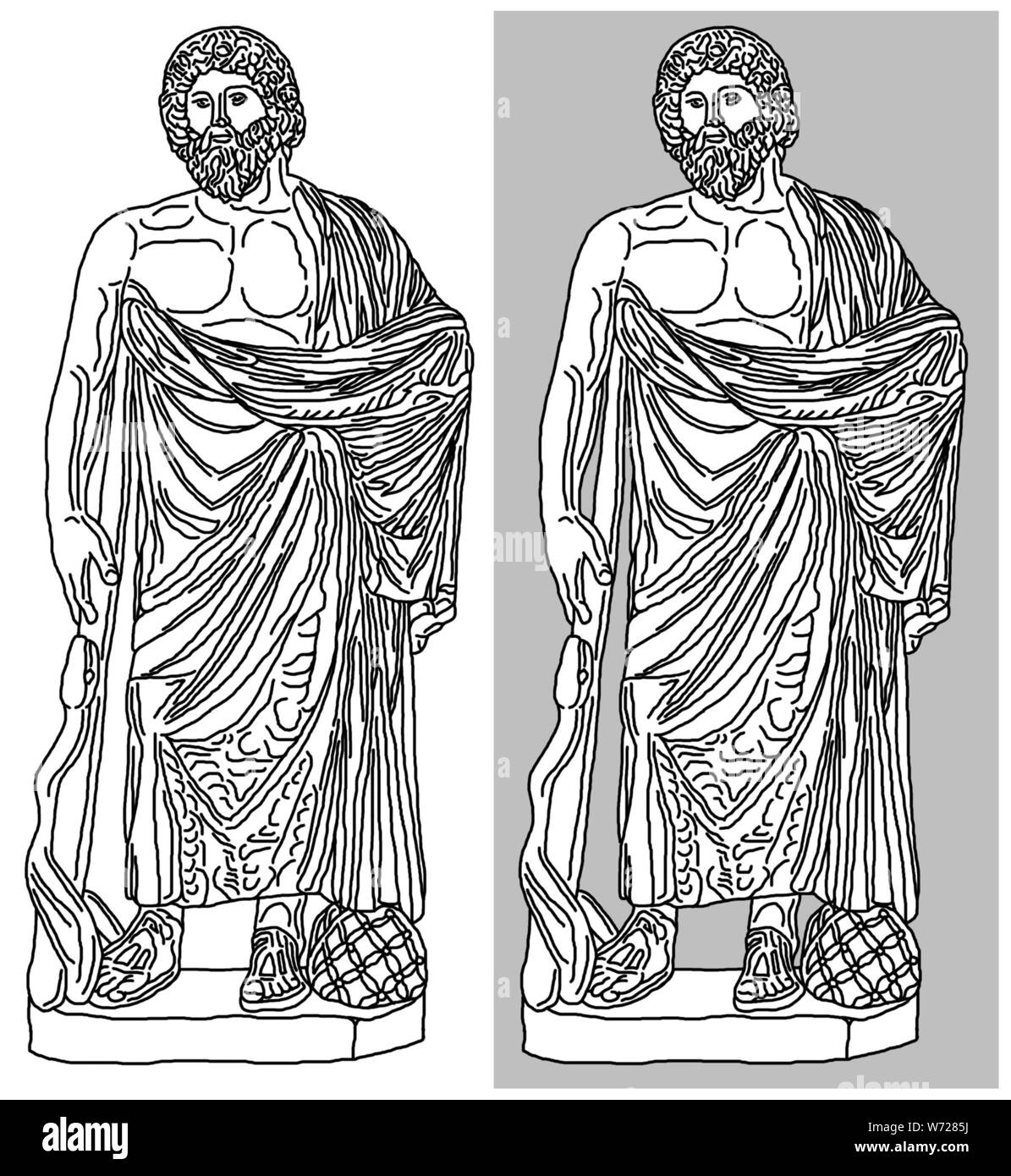 Estatua de mármol de Aesclepius, el dios griego de la medicina, situado en el Museo Nacional de Nápoles, Italia (una copia romana del original griego de 4ª Foto de stock